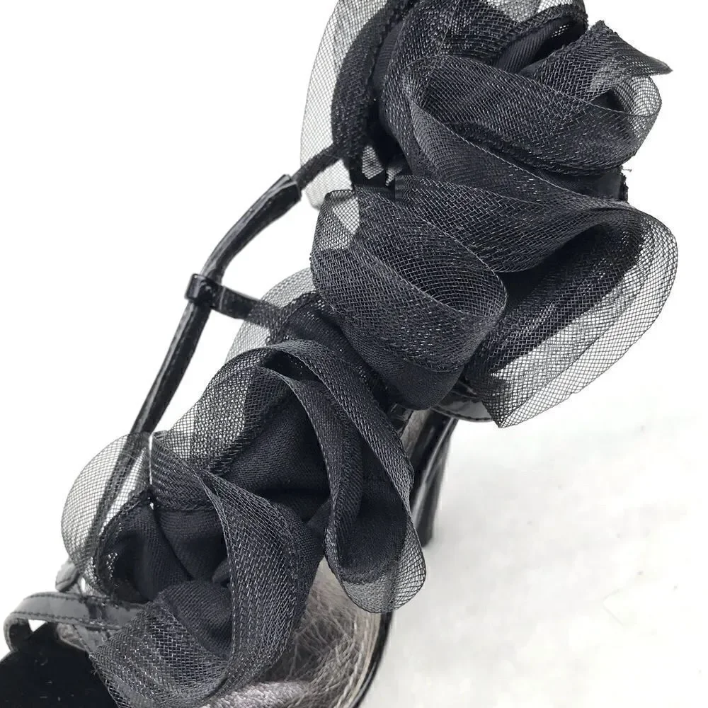 Bakers “Rory” Black 5” Ruffle Top Stiletto Heels